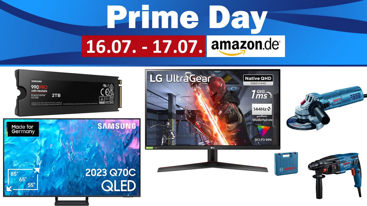 Amazon Prime Day 2024 gestartet - diese Top-Angebote für Fernseher, SSD, Monitor, Bosch & Co. nicht verpassen