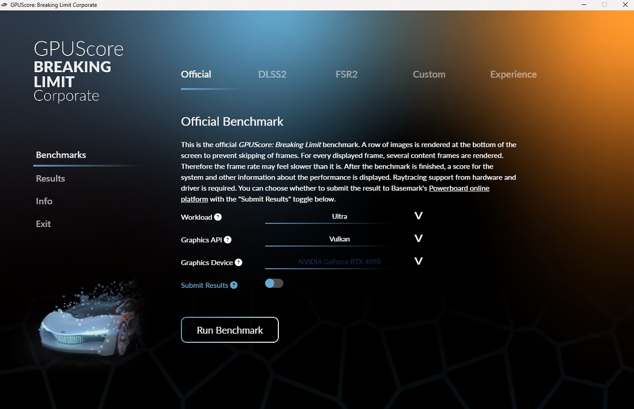 GPUScore: Breaking Limit Benchmark - Men&uuml; - 00&nbsp;