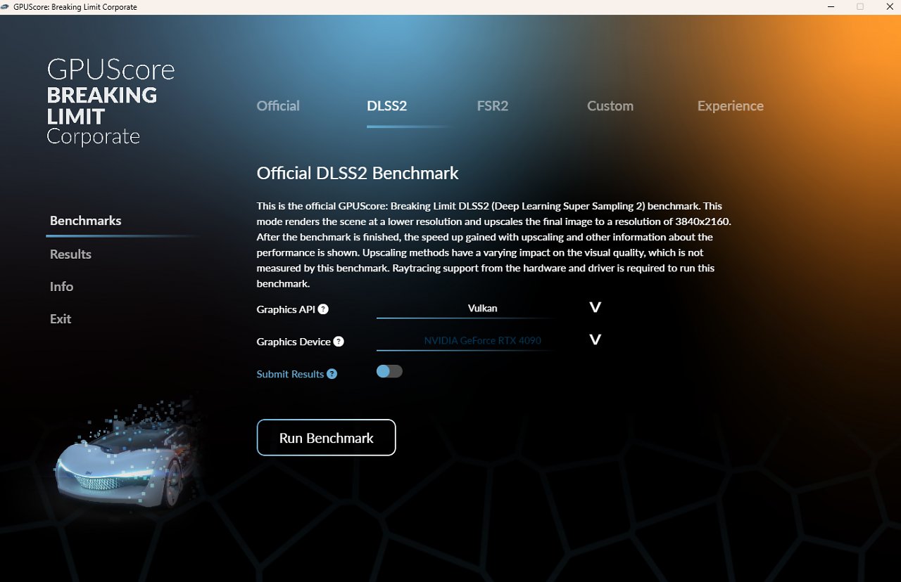 GPUScore: Breaking Limit Benchmark - Men&uuml; - 01 - Upsampling, DLSS