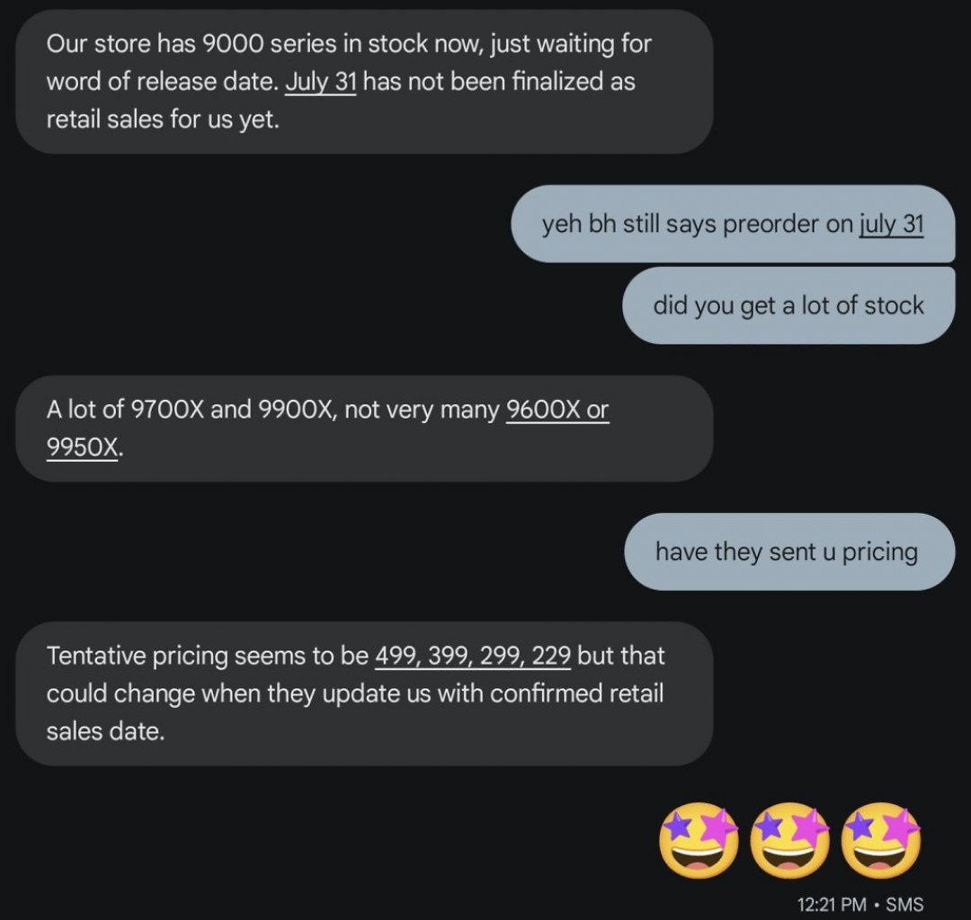[20/07/2024] Angeblich wurden die Preise der Ryzen-9000-CPUs in einem Chat geleakt.