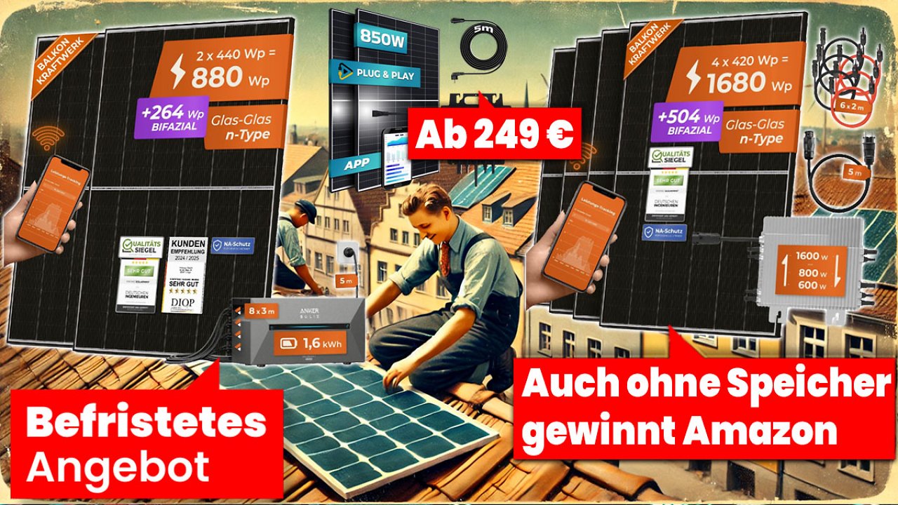 [16/09/2024] Deal: Balkonkraftwerk mit Anker Solarbank 2 Pro bei Amazon 300 € billiger als bei Netto