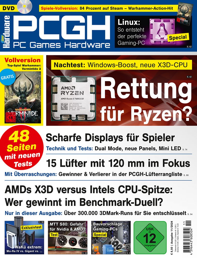 [23/09/2024] DVD-Cover der PCGH-Ausgabe 11/2024. Mit dabei ist Warhammer: Vermintide 2 als Steam-Key.