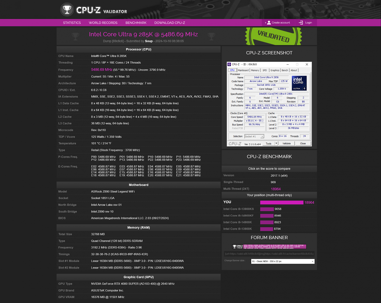 [17/10/2024] Core Ultra 9 285K