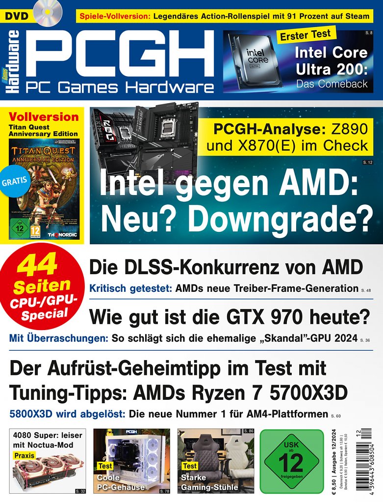 [23/10/2024] DVD-Cover der PCGH-Ausgabe 12/2024. Mit dabei ist Titan Quest Anniversary Edition als Steam-Key.