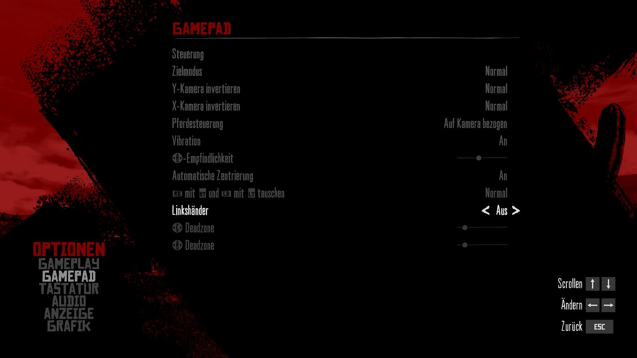 Men&uuml; - Gamepad