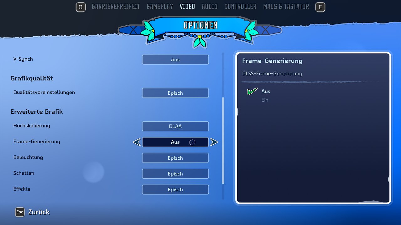 Auch bei der Frame Gen steht nur Nvidias Verfahren bereit.