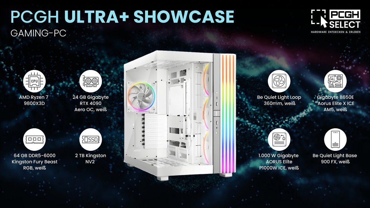 [07/11/2024] Jetzt mit Ryzen 7 9800X3D: Auch im neuen PCGH Ultra+ Showcase Gaming-PC der Spitzenklasse.