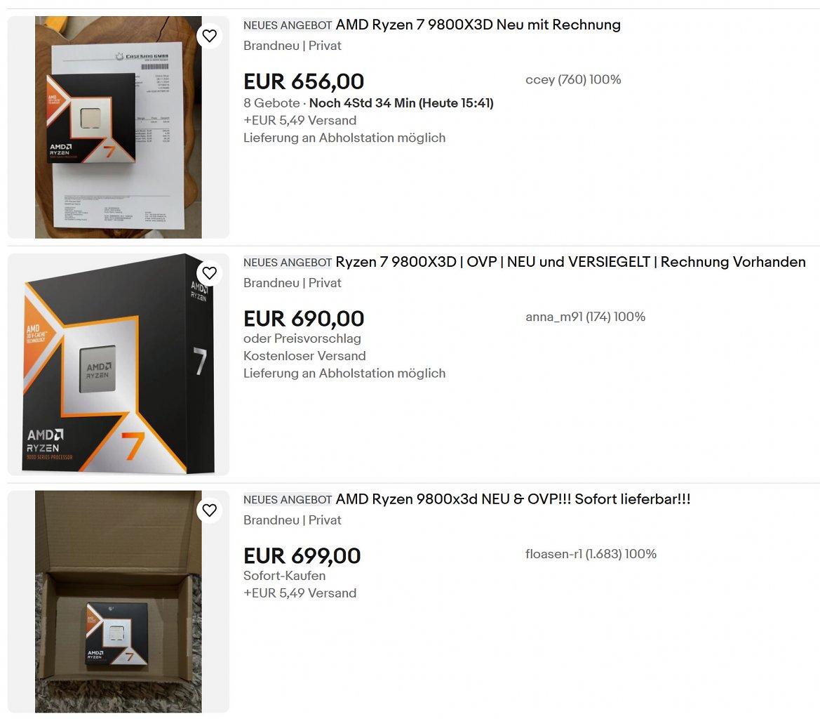 [10/11/2024] Einige Scalper verlangen knapp unter 700 Euro für die CPU.