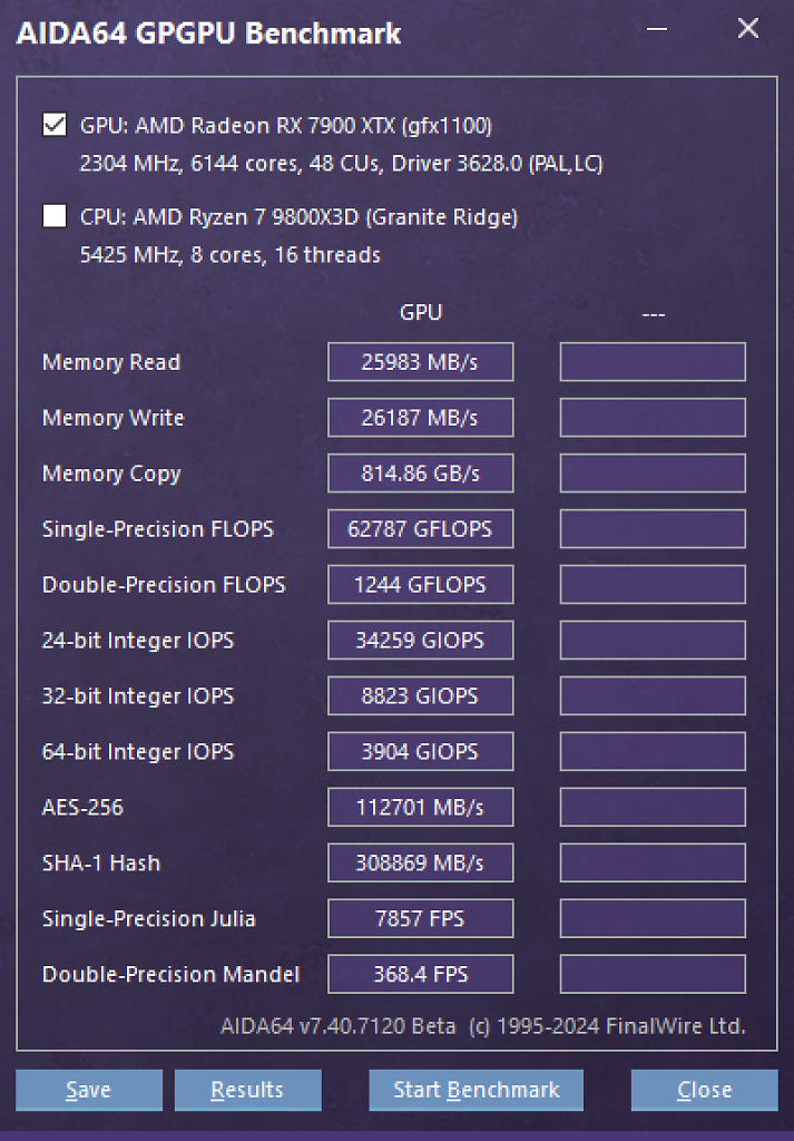 [17/12/2024] AIDA64 GPGPU Benchmark Radeon RX 7900 XTX