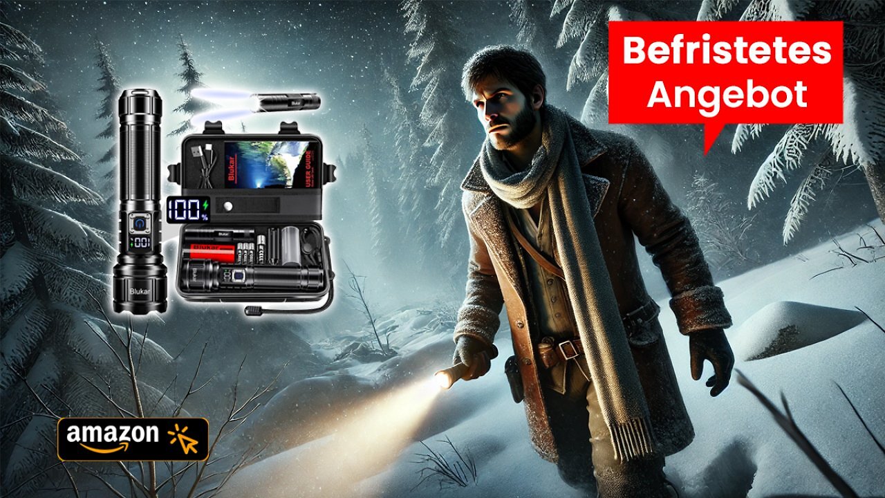 [10/12/2024] Blukar Taschenlampe LED USB C Wiederaufladbar, 500000 Lumen Extrem Hell Taschenlampen Zoombare Taktische Handlampe mit 5 Lichtmodi, IP67 Wasserdicht Flashlight Torch für Camping, Outdoor, Notfäll [Energieklasse A+++]