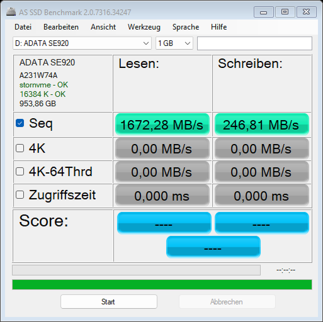 [20/12/2024] Am zweitbesten Port haben wir weniger Glück – schlechtes 20-GBit/s-Niveau lesend trotz USB4 
