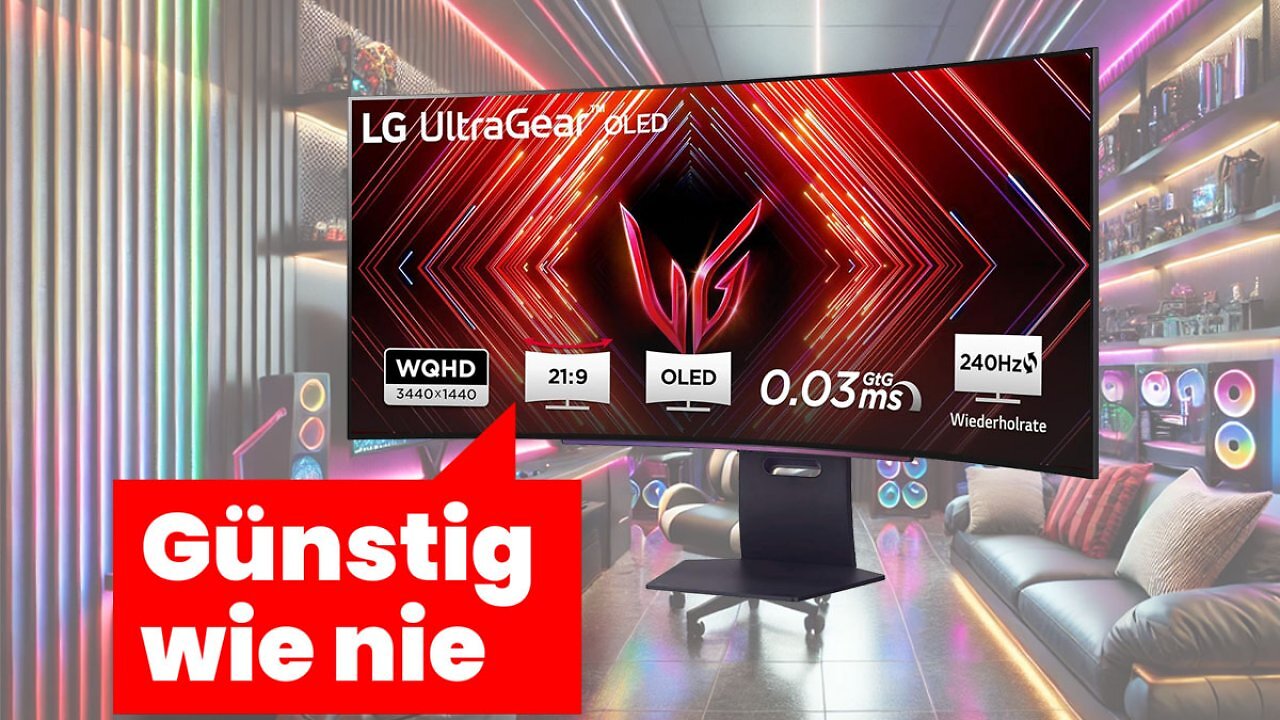 Deal: Nächster OLED-Gaming-Monitor im Preissturz - über 600€ Rabatt für LG Ultrawide Curved mit 240 Hz