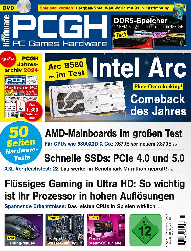 [17/12/2024] DVD-Cover der PCGH-Ausgabe 02/2025. Mit dabei ist Wall World als Steam-Key.