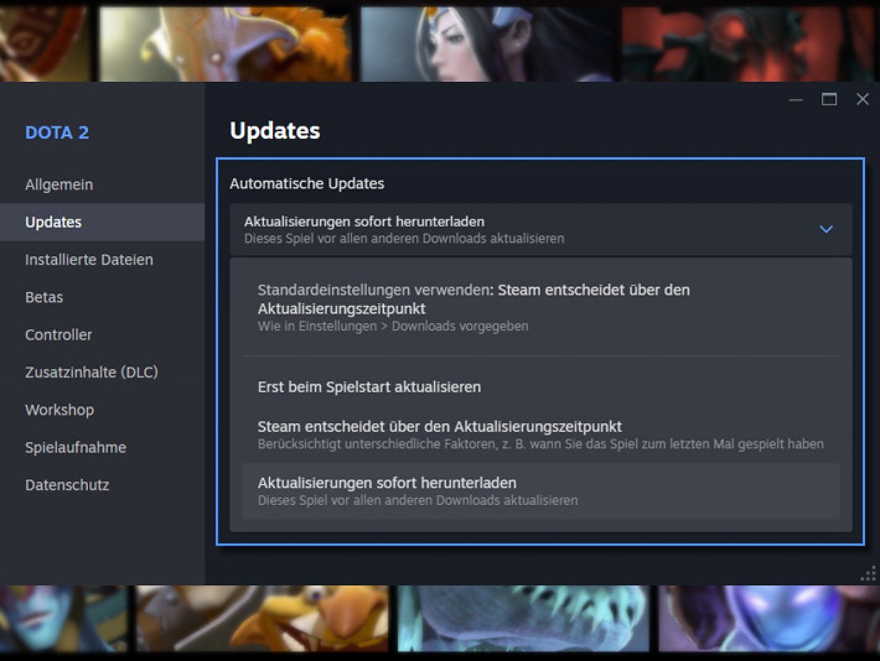 [12/12/2024] Das Update-Verhalten kann für jedes Spiel individuell konfiguriert werden.