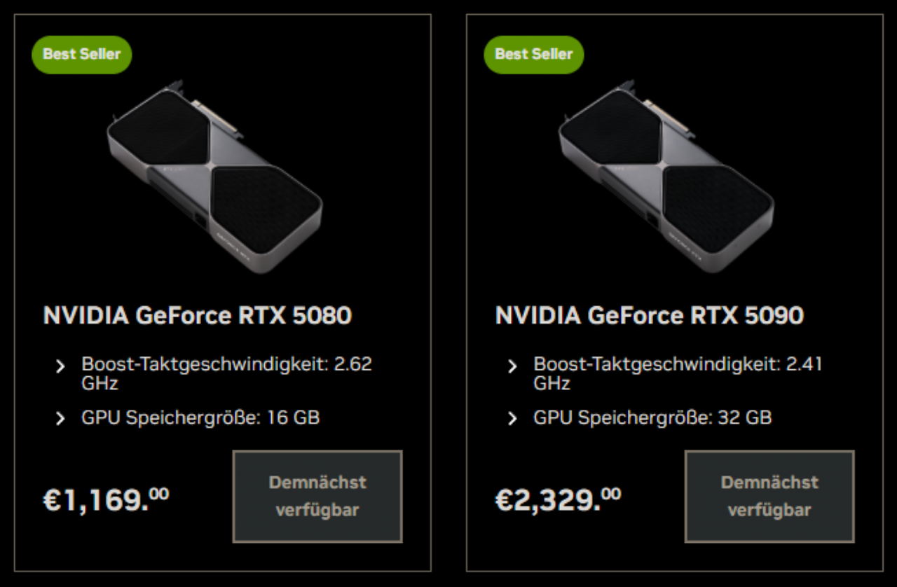 [31/01/2025] Bereits vor dem offiziellen Marktstart um 15 Uhr waren beide Founders Edition bereits 