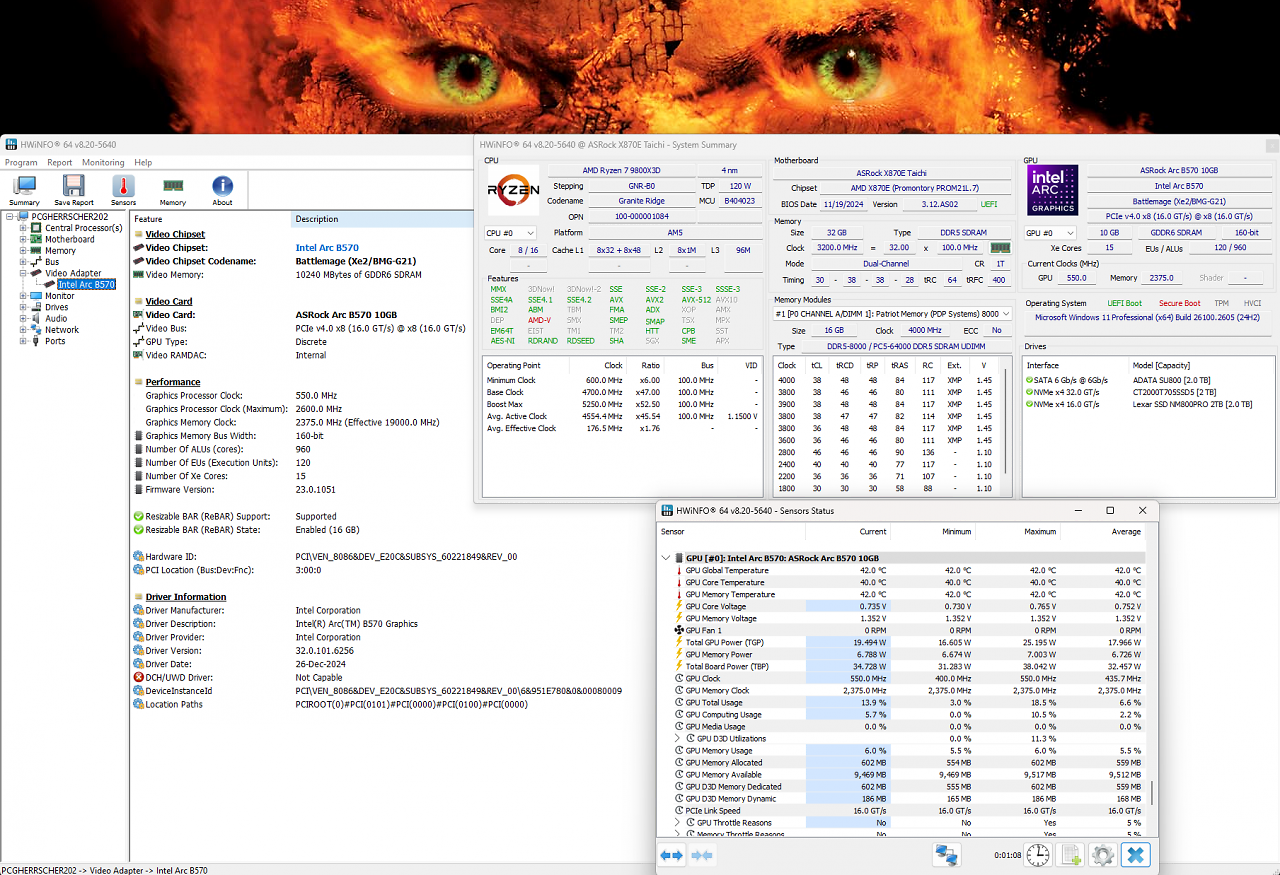 [14/01/2025] Intel Arc B570: Detaillierte Hwinfo-Übersicht