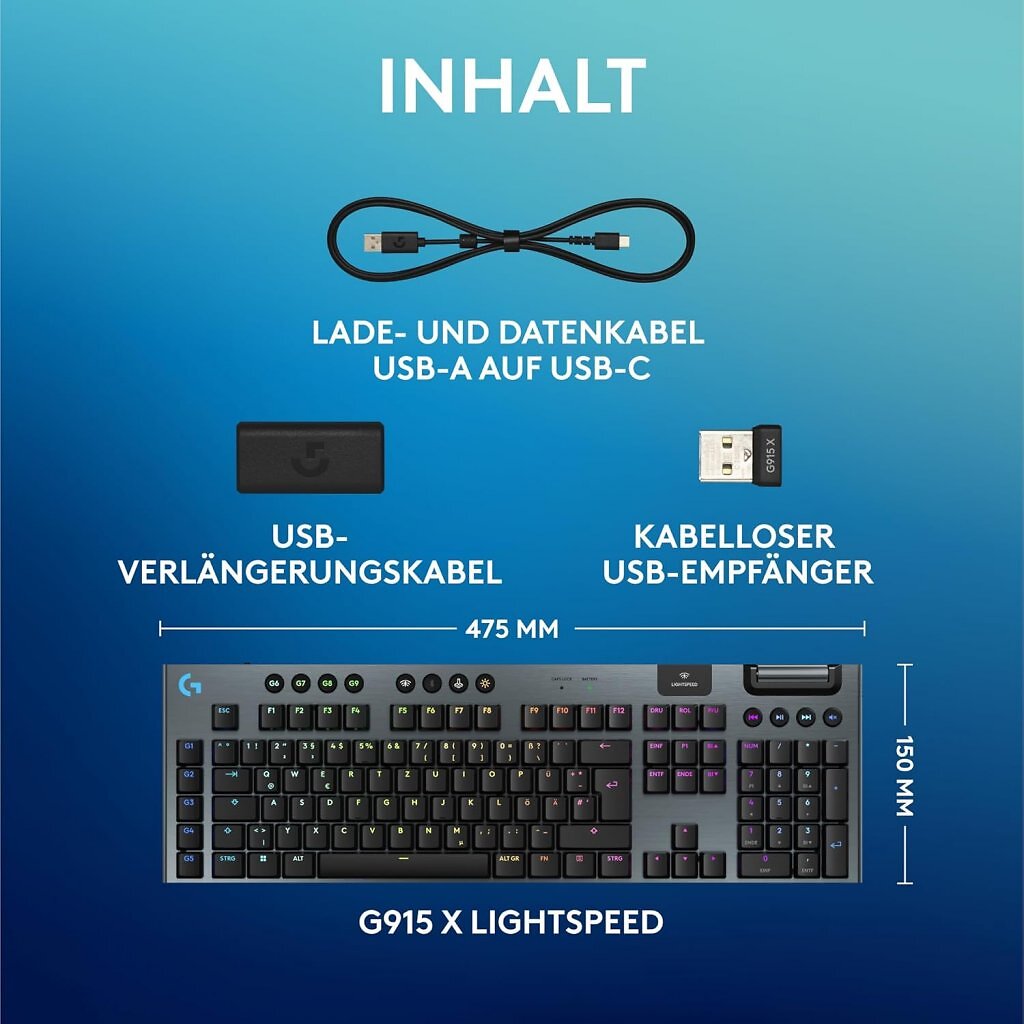 [27/01/2025] Lieferumfang der kabellos nutzbaren Logitech G915X Lightspeed
