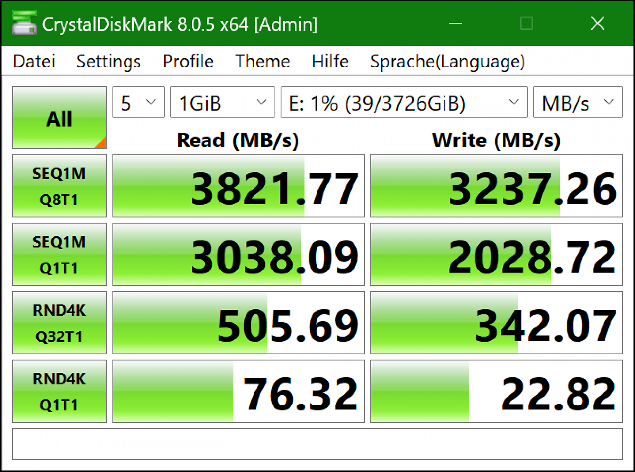 Alltagstest: WD SN850X Performance im Ugreen USB4 SSD-Geh&auml;use laut CrystalDiskMark