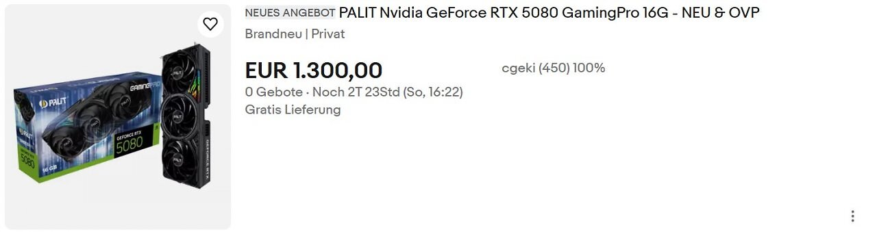 [30/01/2025] Kurz nach Release der Geforce RTX 5090 und 5080 führen Scalper bereits Angebote auf Ebay – zu unmoralischen Mondpreisen. (2)