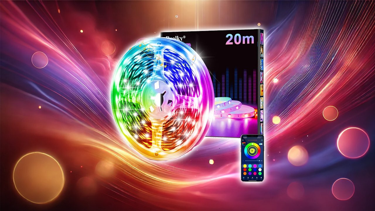 [05/02/2025] LED Strip Streifen 20m mit Fernbedienung & App & Musik Sync, RGB Lichterkette Dimmbar Farbwechsel, Leiste Band Stripes Bluetooth Selbstklebend für Zimmer Deko/Küche/Decke/Gaming/Party [Energieklasse A] Amazon Angebot
