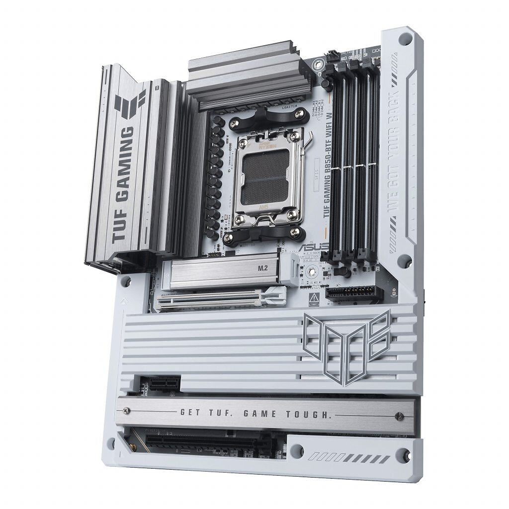 [27/03/2025] Das Asus TUF Gaming B850-BTF WiFi W zeigt sich auch auf der Computex 2025.