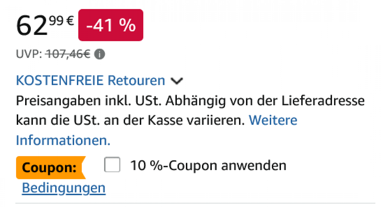 Dank einer Coupon-Aktion gibt es bei Amazon den Akku-18V in 5 Ah günstiger als beim günstigsten Anbieter im Preisvergleich. Er bietet 25 Prozent mehr Leistung als der 4 Ah große Akku und ist unter anderem mit Akkuschraubern und Bohrhämmern kompatibel.