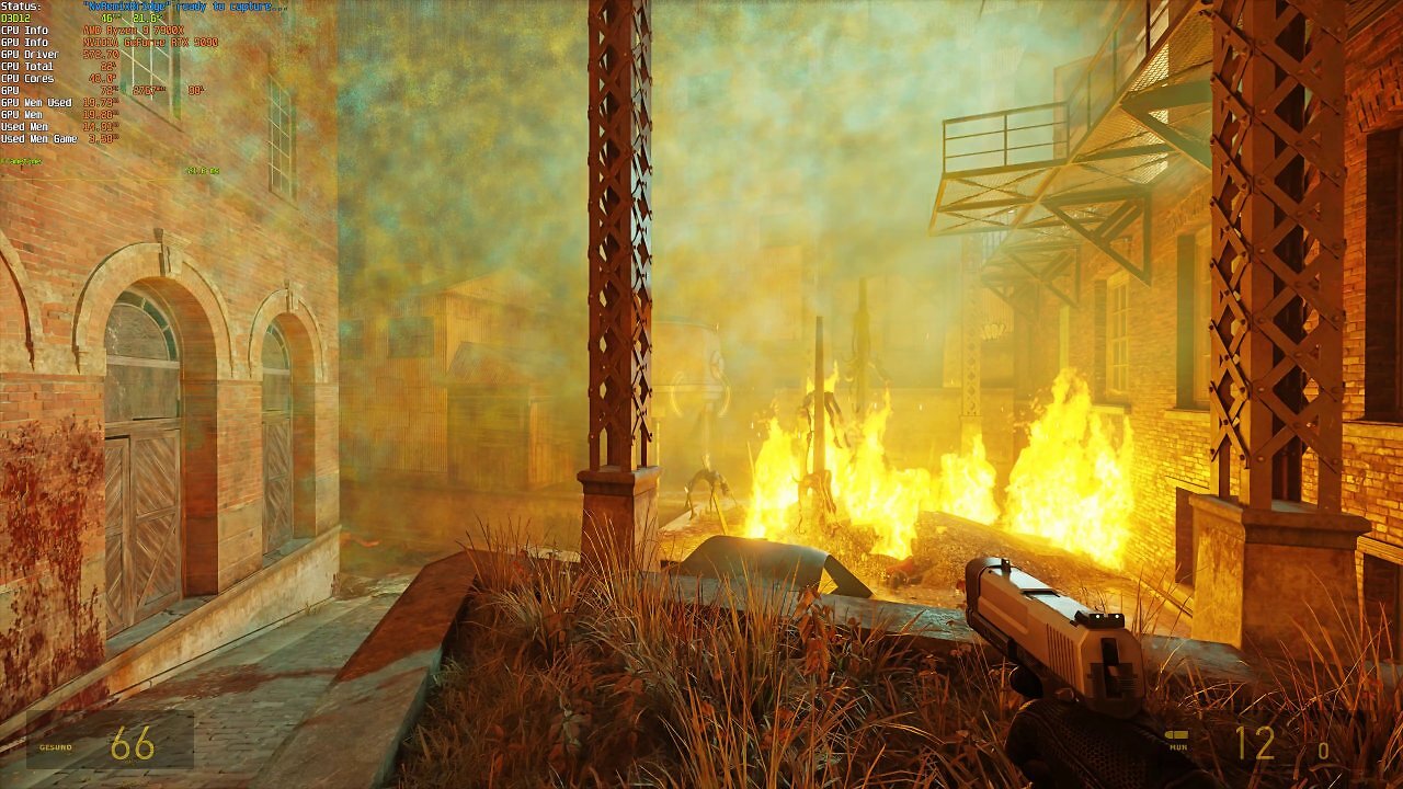 [21/03/2025] Half-Life 2 RTX Demo: Temporaler Nebeltest, Dis-Occlusion (DLSS Q, RR Transformer) - 01 - Heftige Dis-Occlusion-Artefakte