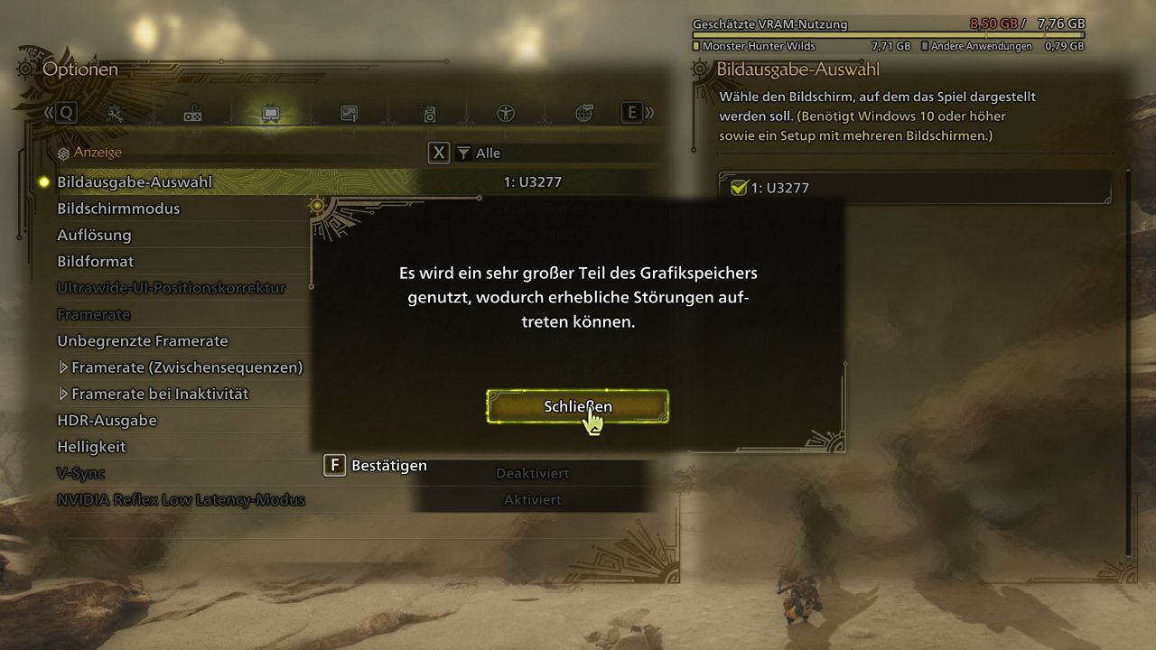 Monster Hunter Wilds VRAM Warning RTX 4060 Ti 8GB