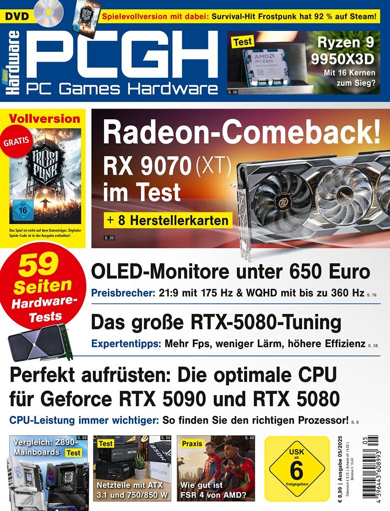 [25/03/2025] DVD-Cover der PCGH-Ausgabe 05/2025. Mit dabei ist Frostpunk als Steam-Vollversion.