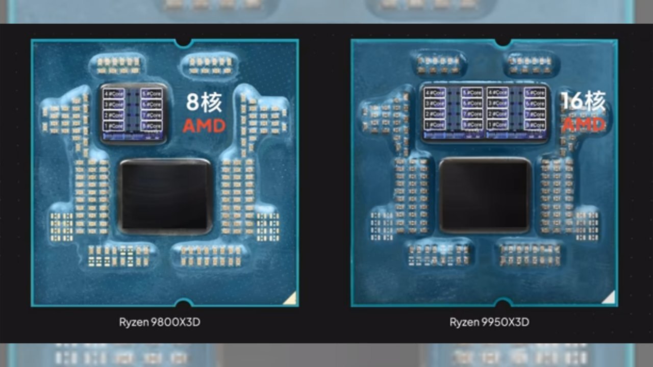 [12/03/2025] Der Ryzen 9 9950X3D setzt im Vergleich zum 9800X3D auf zwei CCDs - und muss deshalb die Positionierung leicht verschieben.