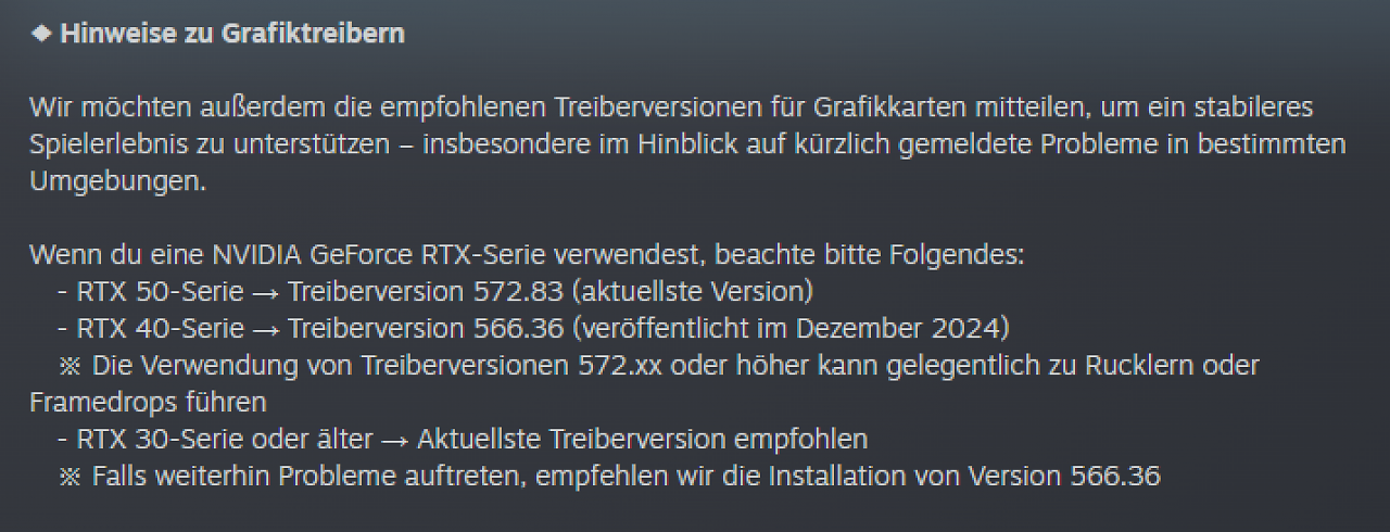 [31/03/2025] Treiberempfehlungen für Inzoi.
