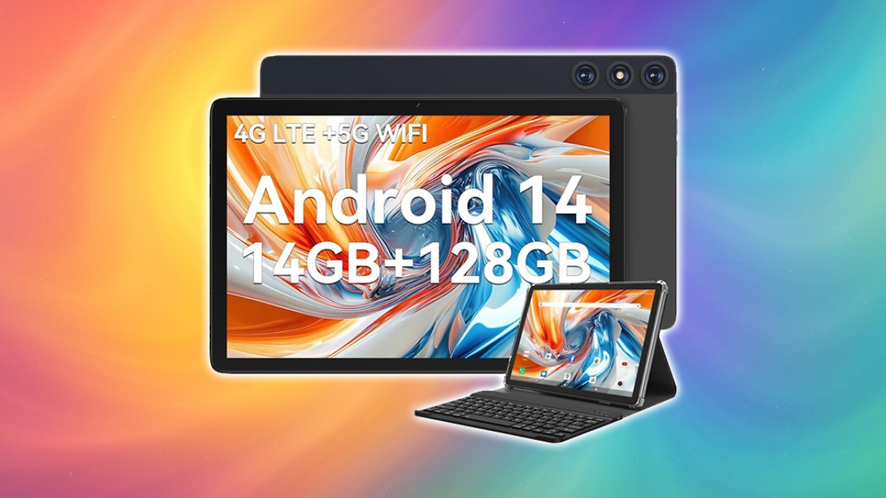 [30/04/2025] 2025 Neueste Android 14 Tablet 10 Zoll,4G LTE Tablets Mit 2 SIM 1 SD slot,5G Wifi Tablet PC Mit 14GB+128GB(1TBTF),3-in-1 Tablet Mit Tastatur Maus-Octa-core,1080FHD,13MP+8MP,7000mAh,Type-C/GPS/OTG-Grau Amazon Angebot