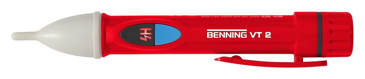 Der Benning Phasenprüfer VT 2 ermöglicht eine berühungslose "Spannungsmessung" und Fehlersuche. Neben Wiha- und Hazet-Schraubendreher ist er bei Amazon im Angebot