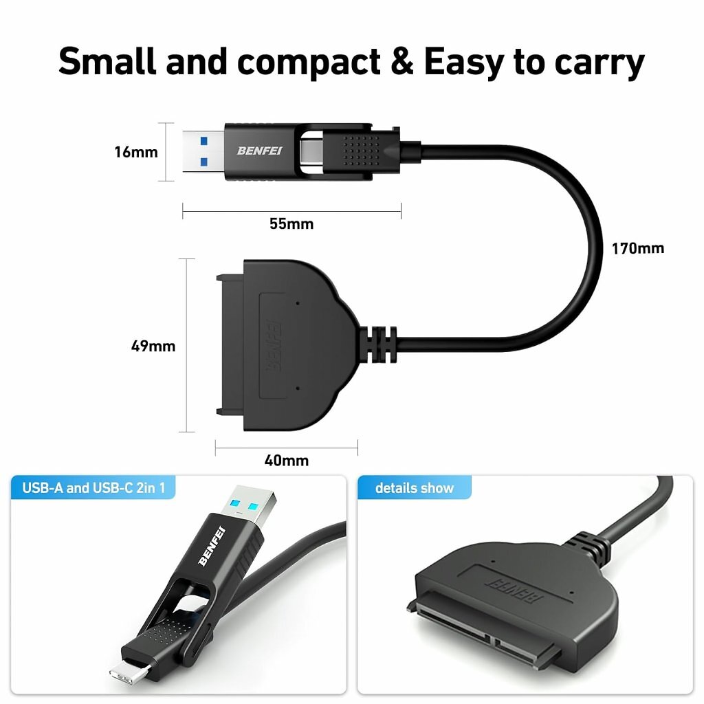 Der Festplatten-Adapter von Benfei ist die rustikale Variante einer externen Festplatte. Man muss ihn nur auf SSD und HDD stecken und kann sie im Nu via USB Daten auf den PC übertragen.
