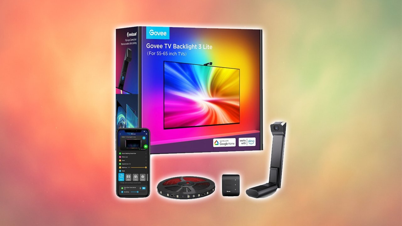 [23/04/2025] Govee TV Hintergrundbeleuchtung 3 Lite mit Fish-Eye Korrektur Funktion, Sync für 55-65 Zoll TVs, 3,6M RGBICW WiFi TV LED Strip mit Kamera, 4 Farben in 1 Lampenperle, Sprach- & APP-Steuerung Amazon Angebot