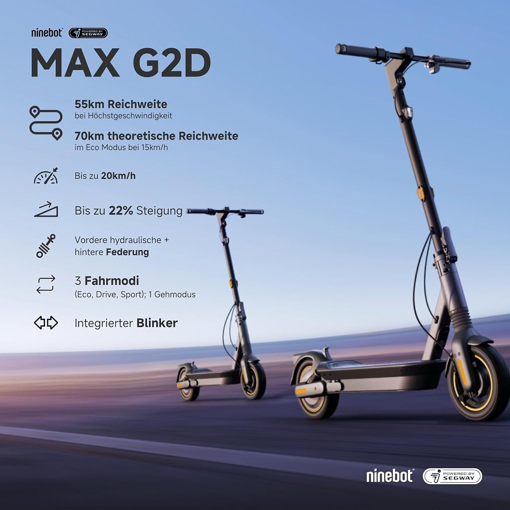 Der Segway Ninebot Kickscooter Max G2D ist laut Vergleichstest der beste E-Scooter.