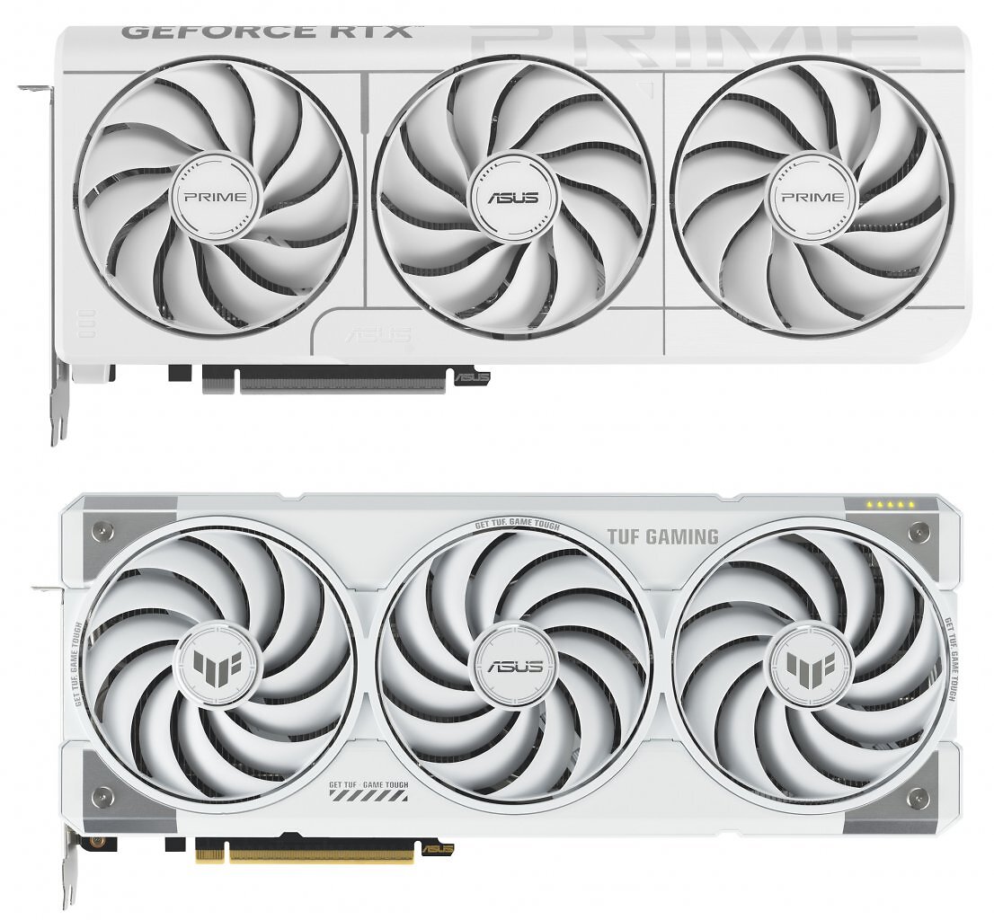 [03/05/2025] Oben: Asus Geforce RTX 5070 Prime White OC EditionUnten: Asus Geforce RTX 5070 Ti TUF Gaming White OC Edition