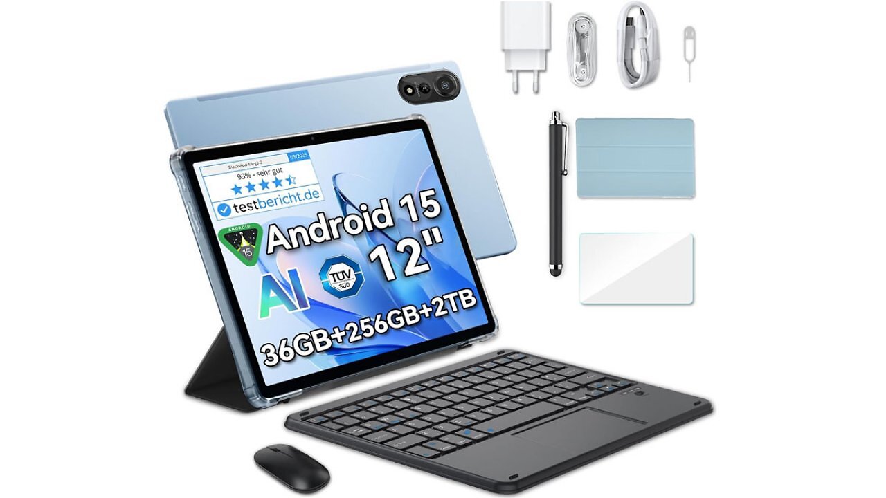 Kein Witz: Gutes 12-Zoll-Tablet rutscht bei Amazon unter 240€ - inkl. Tastatur, Maus, Hülle, Stift und Kopfhörer