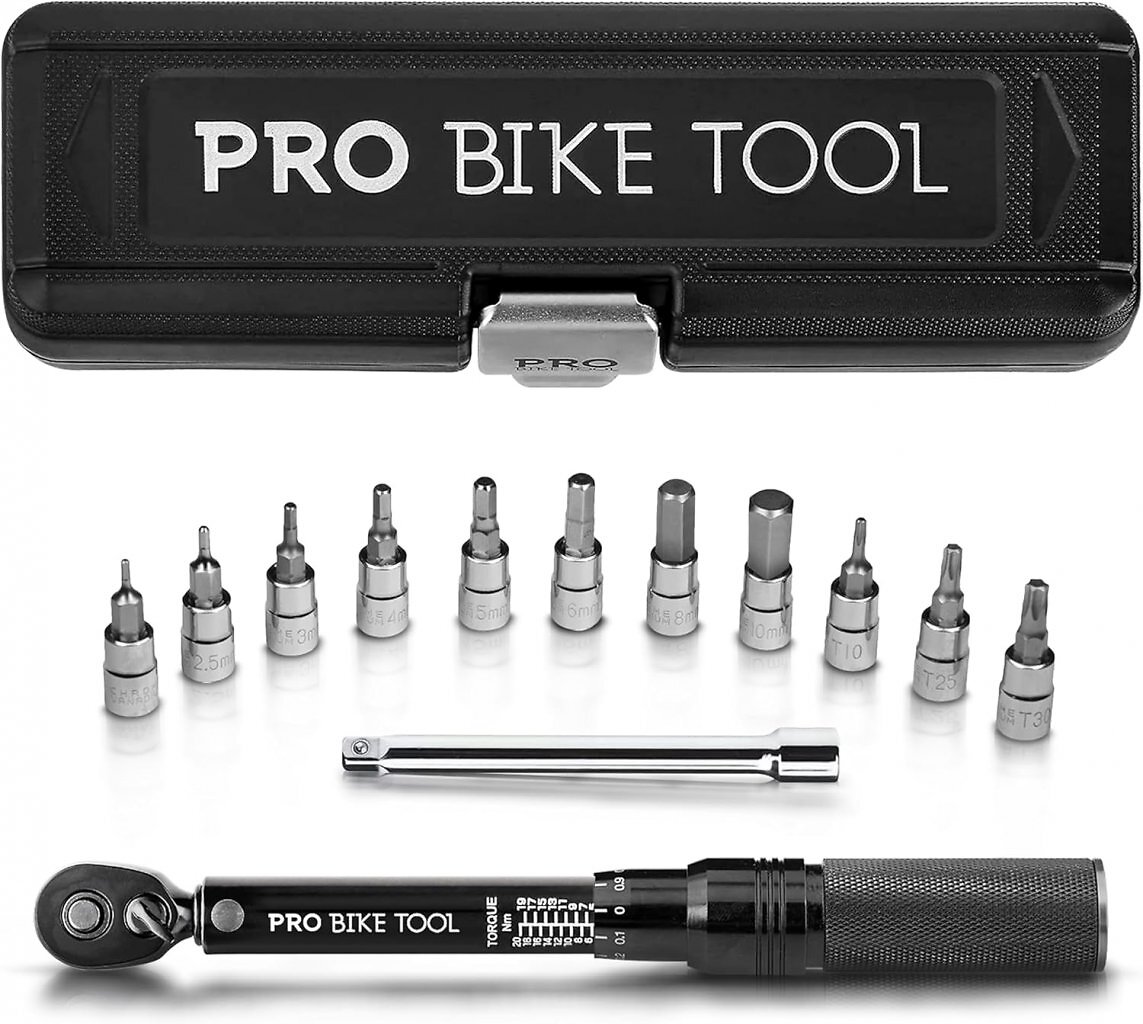 Mit Innensechkant und Torx bietet der Drehmoemtnschlüssel von Pro Bike die typischen Profile, wie man sie am Fahrrad findet. Nun ist er befristet billiger.