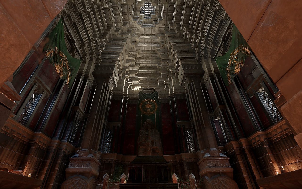 Screenshot von Cyrodiils Kaiserstadt nachgebaut in Enshrouded.