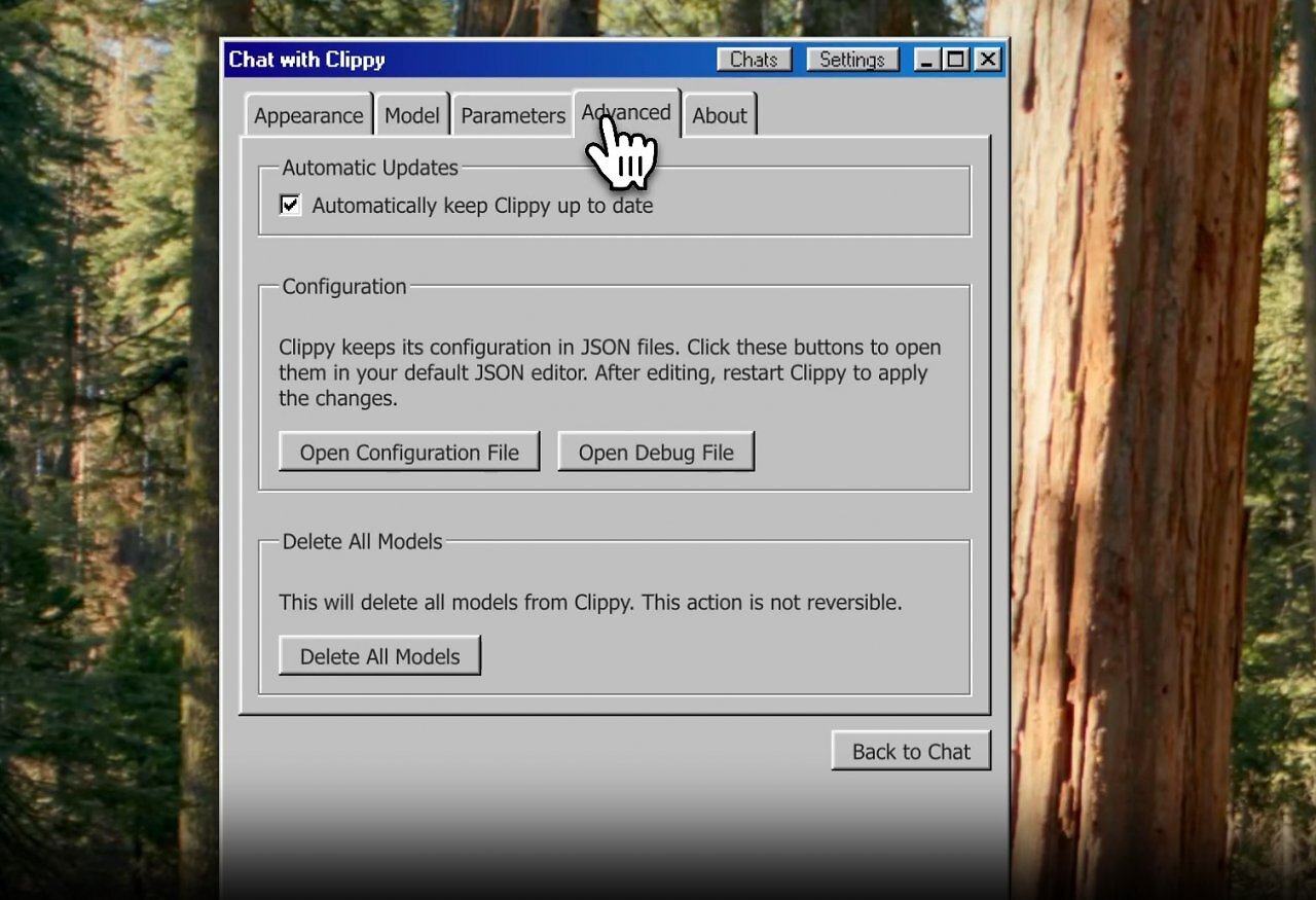 [08/05/2025] Neben automatischen Updates erlaubt Clippy auch direkten Zugriff auf Konfigurationsdateien – Änderungen erfolgen per JSON-Editor.