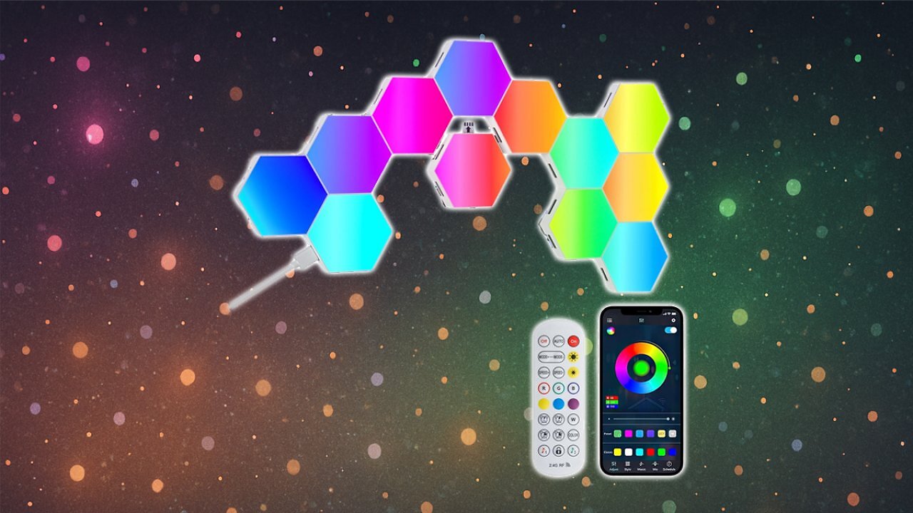 [27/05/2025] LED Sechseck Gaming Wandleuchte, 12PCS Hexagon RGB LED Panel, Sechseck Waben Gaming Deko Wand Licht, Musik Sync App Steuerung, Hexa Wandbeleuchtung Smart Sechseckige Gamer Room Deko Modular Lampe Amazon Angebot