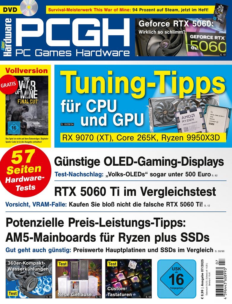 [28/05/2025] DVD-Cover der PCGH-Ausgabe 07/2025. Mit dabei ist This War of Mine: Final Cut als Steam-Vollversion.