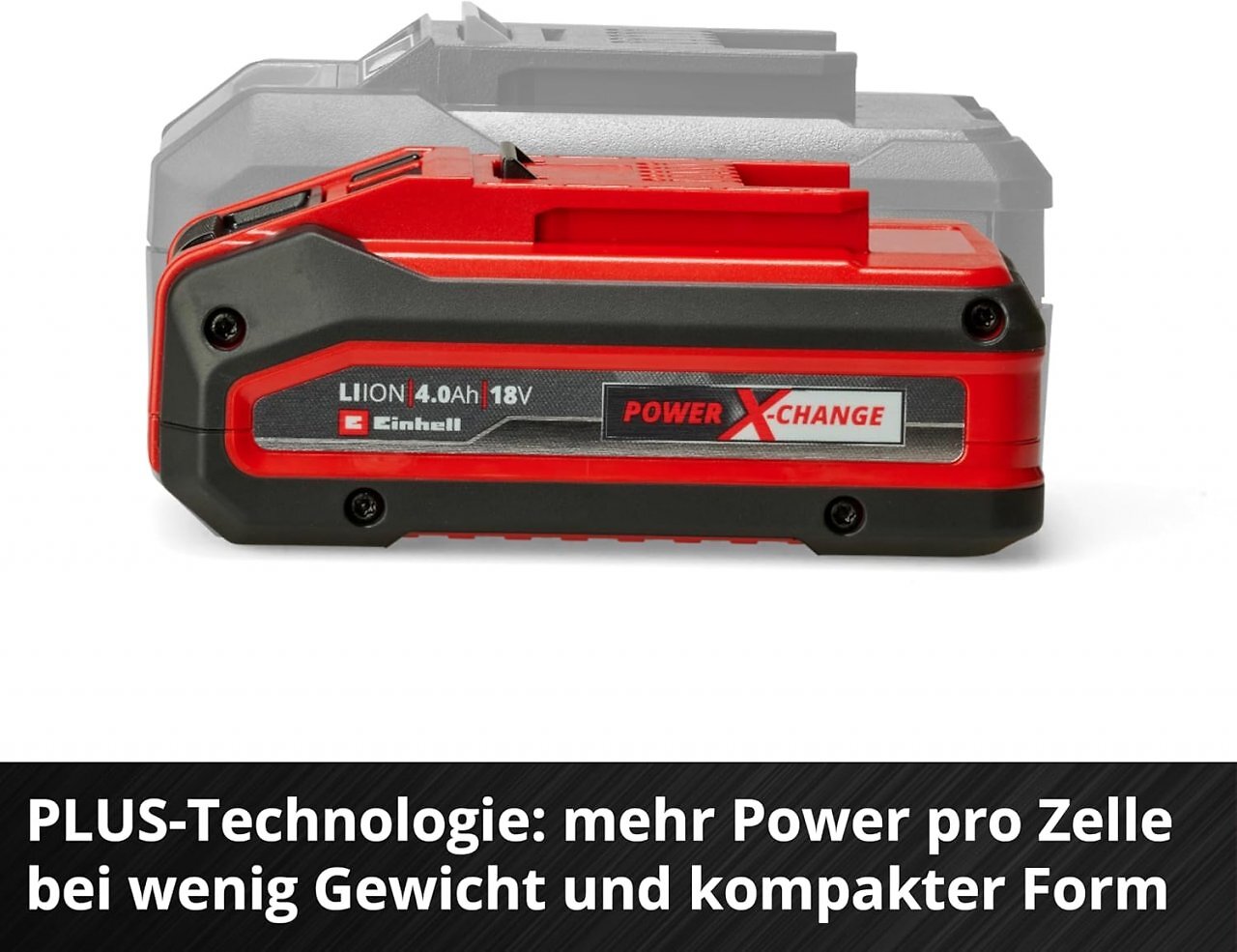 Der Plus-Akku von Einhell ist ebenfalls Teil der Power-X-Change-Familie, aber fällt kompakter aus.