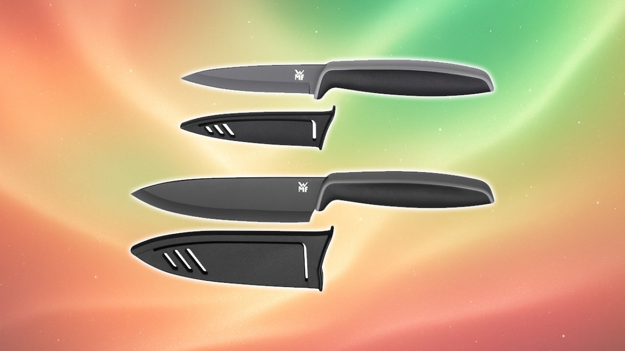 [14/05/2025] WMF Touch Messerset 2-teilig, Küchenmesser mit Schutzhülle, Spezialklingenstahl antihaftbeschichtet, scharf, Kochmesser, Gemüsemesser, schwarz Amazon Angebot