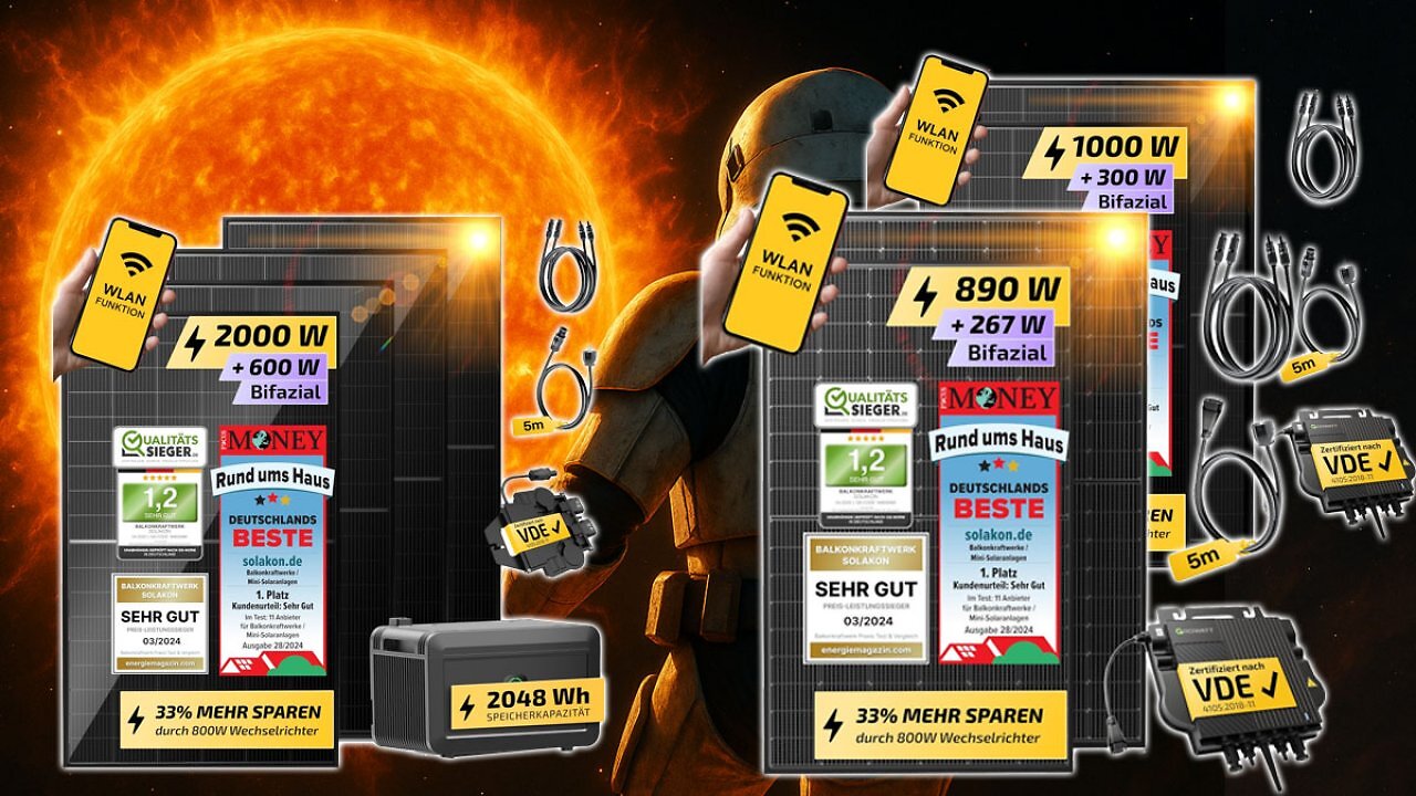 [08/06/2025] Netto im Nacken: Bifaziale Balkonkraftwerke gibt's kurz zum bisher besten Amazon-Preis (1)