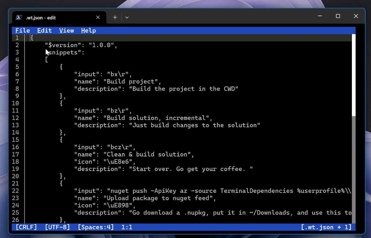 [24/06/2025] Das neue Edit im Windows Terminal als klassischer Vollbild-CLI-Editor.