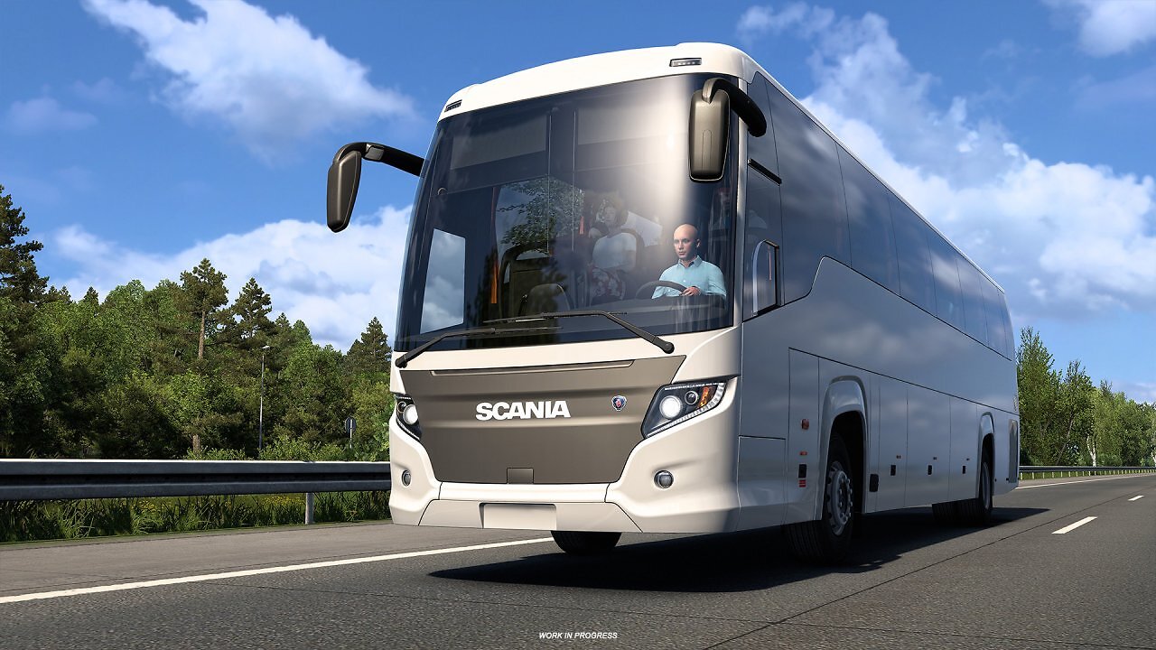 Reisebus auf einer Autobahn im Euro Truck Simulator 2.