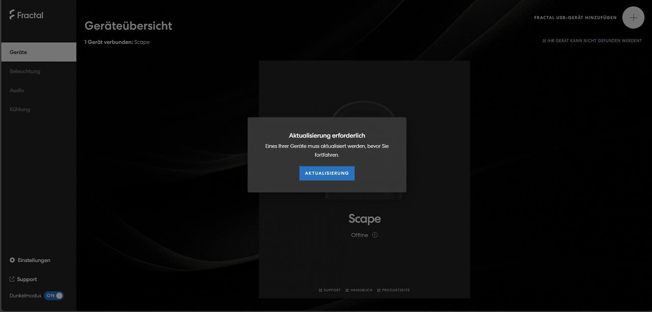 Die webbasierte Software des Fractal Scape