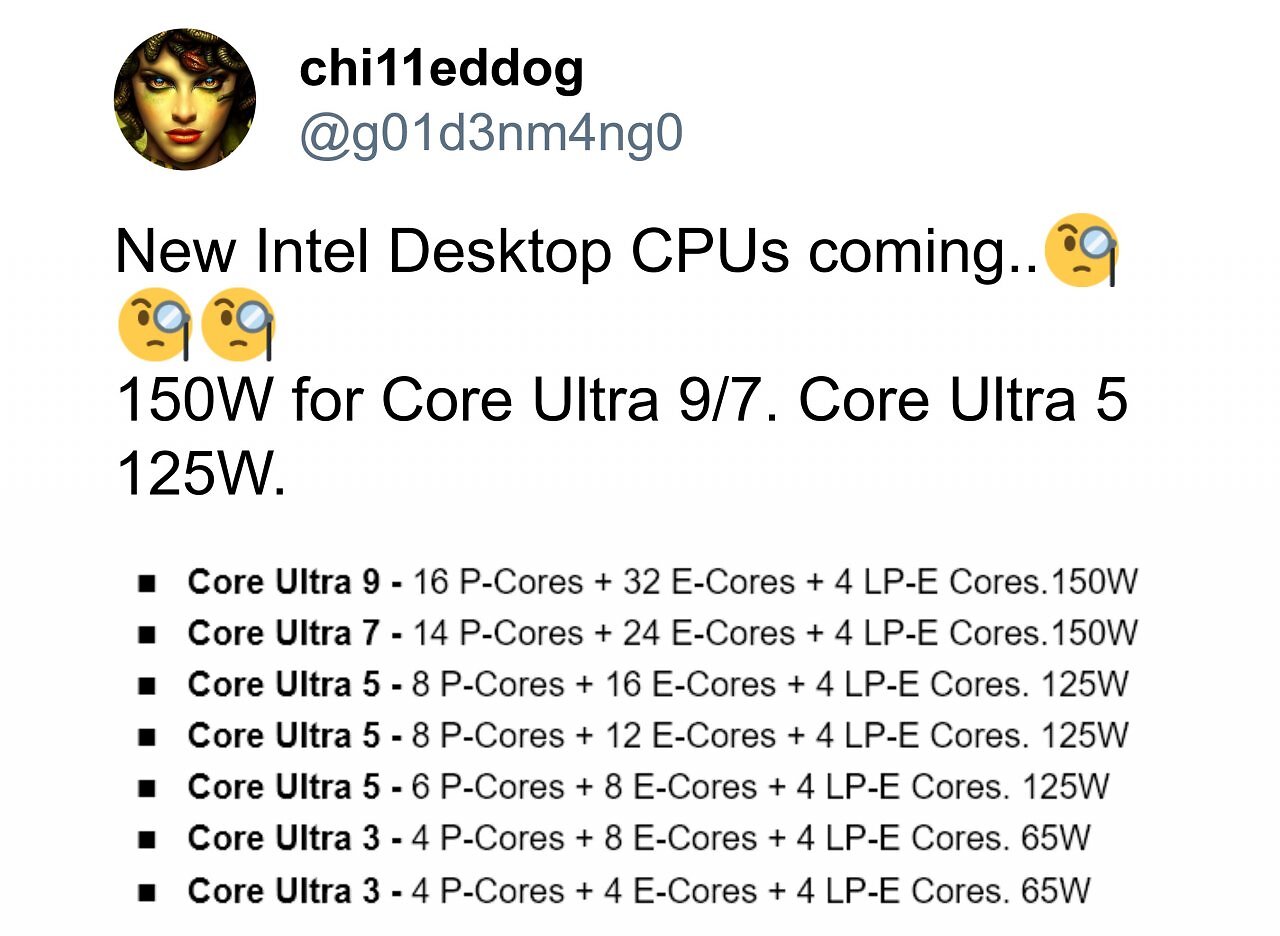 [28/06/2025] Das Gerücht bezieht sich auf die angeblich für Nova Lake geplanten CPU-Ausbaustufen.